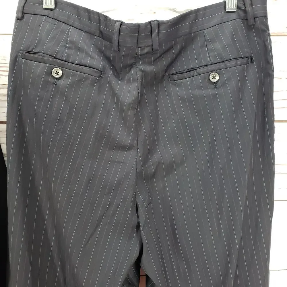 Christian Brooks Men's Blue Navy Pinstriped Wool 2Piece Suit Pants Set Size 42R